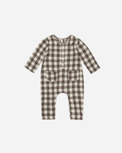 Load image into Gallery viewer, LONG SLEEVE WOVEN JUMPSUIT || CHARCOAL CHECK