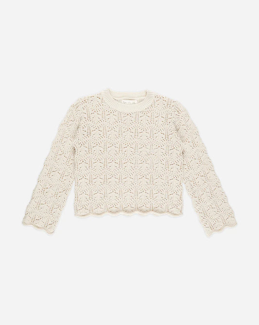 Crochet Knit Pullover || Natural