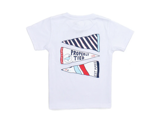 Boys Americana Pennant SS White Tee