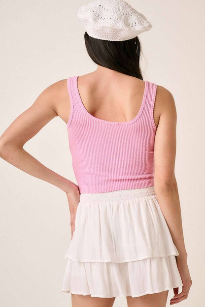 URBAN RIB KNIT SCOOP NECK CROP TANK TOP