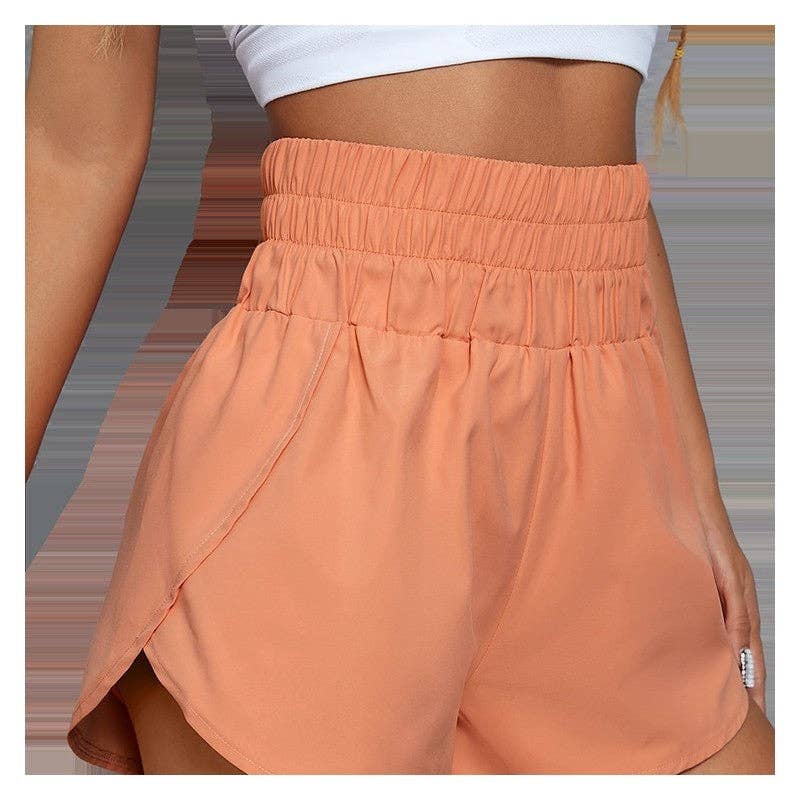 Elastic High-Waisted Loose-Fit Sports Shorts
