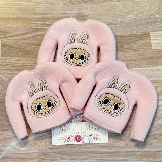 Fluffy Monster Elf Sweater - Light Pink