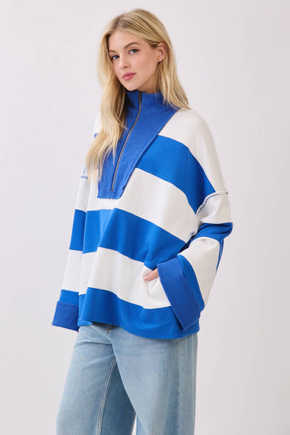 Varsity Stripe Zip Pullover