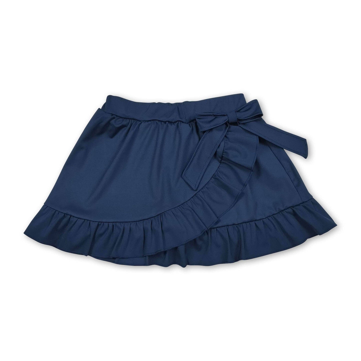 Navy Bow Ruffle Girls Summer Yoga Skort