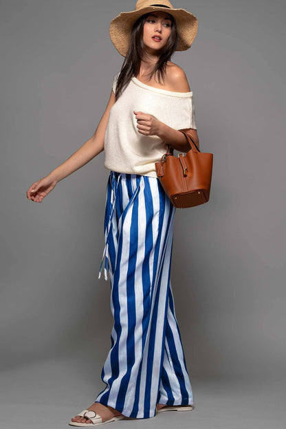 Breezy Linen-Blend Striped Wide-Leg Pants