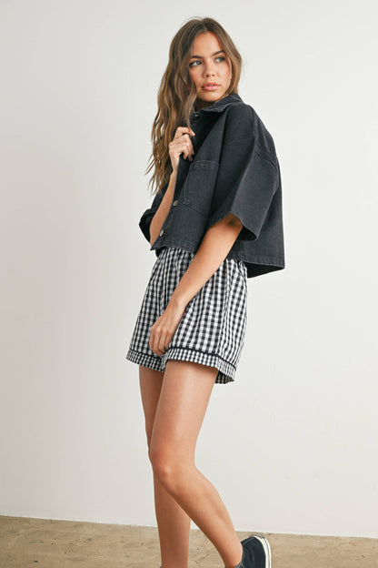 Button Front Cropped Shirt - BMJ7681