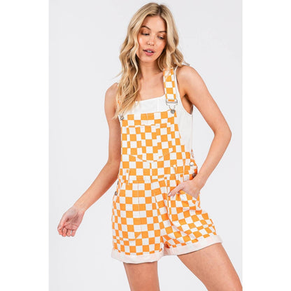 GAME DAY CHECKERED ROMPER BIB OVERALLS