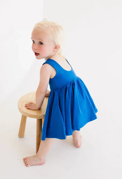 Tank Dress in Deep Sea | girls Pocket twirl Dress