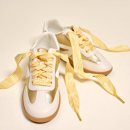 Step It Up Shoelaces–Gingham Yellow