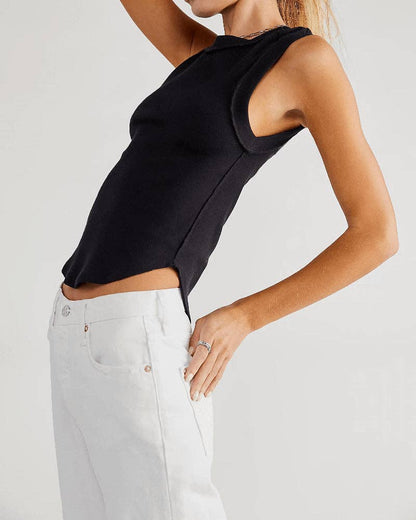 Ladies Ribbed Sleeveless Tank Top
