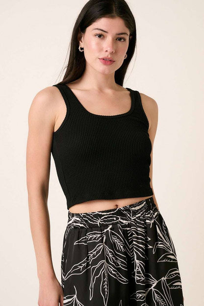 URBAN RIB KNIT SCOOP NECK CROP TANK TOP