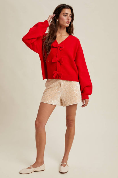 BRUSHED BOW DETAIL SWEATER / WL25-11102