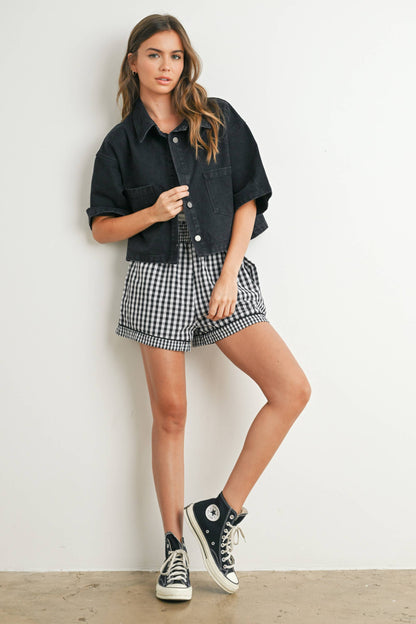 Button Front Cropped Shirt - BMJ7681