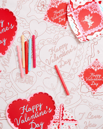 Valentine's Kids Coloring Tablecloth | Vday kids activity
