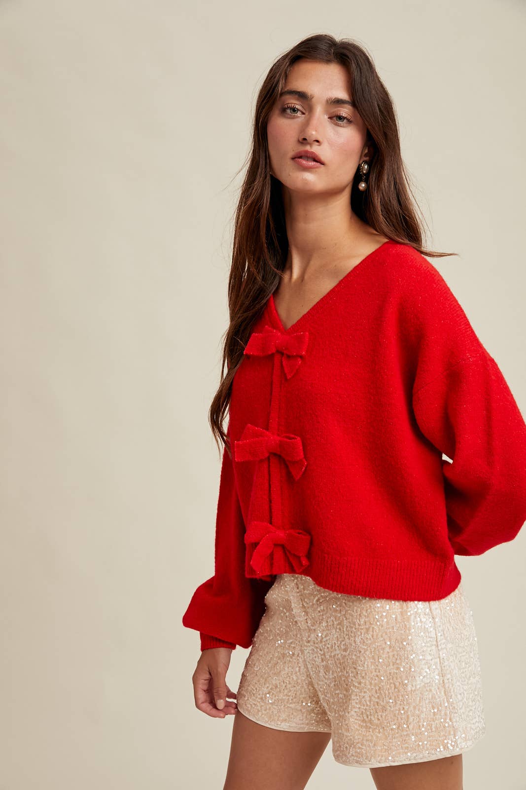 BRUSHED BOW DETAIL SWEATER / WL25-11102