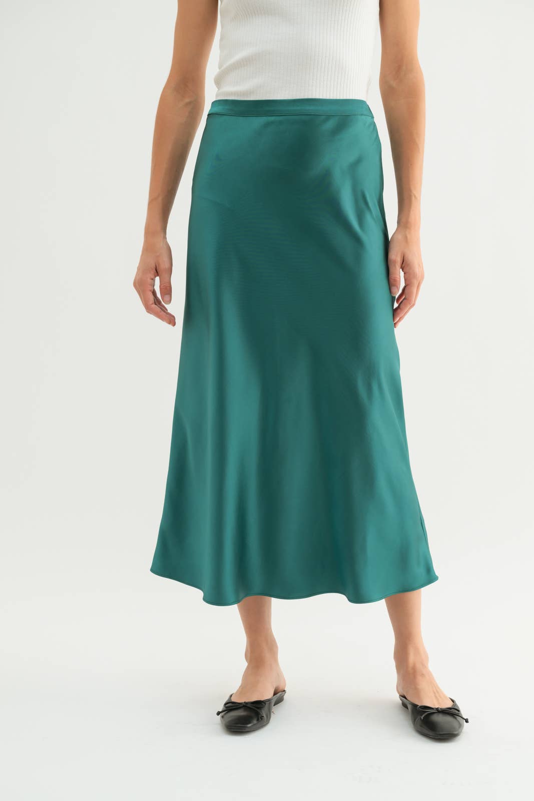 BASIC SATIN MIDI SKIRT / WL25-10095