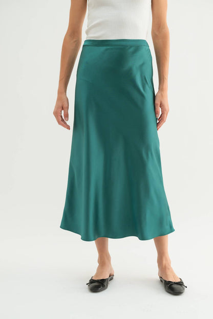 BASIC SATIN MIDI SKIRT / WL25-10095