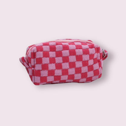 Small Checkered Cosmetic Bag