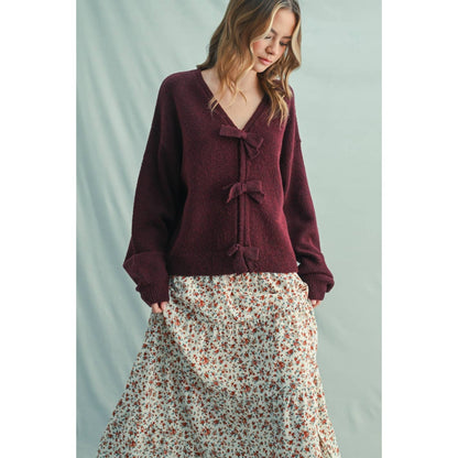 BRUSHED BOW DETAIL SWEATER / WL25-11102