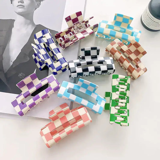 Checker Print Chessboard Hair Clip Assorted Colors