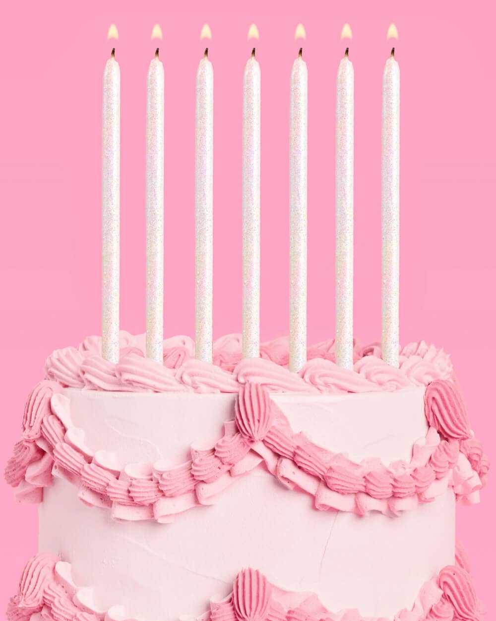 White Glitter Candles - 10 glitter candles 5", birthday party bday