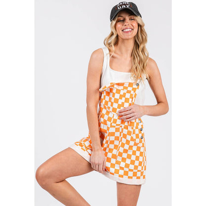 GAME DAY CHECKERED ROMPER BIB OVERALLS