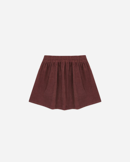 Button Front Mini Skirt Burgundy