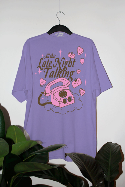 Late Night Talking Regular TShirt | Valentine Graphic Tee: Ivory