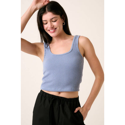 URBAN RIB KNIT SCOOP NECK CROP TANK TOP