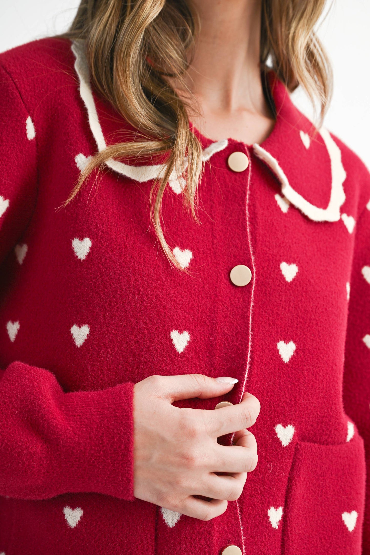 Heart Pointelle Peter Pan Cardigan