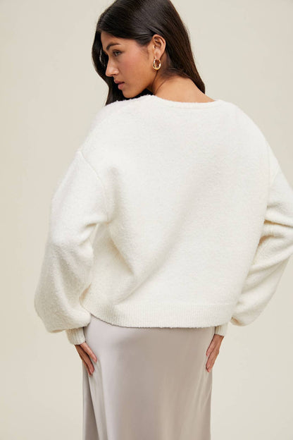 BRUSHED BOW DETAIL SWEATER / WL25-11102