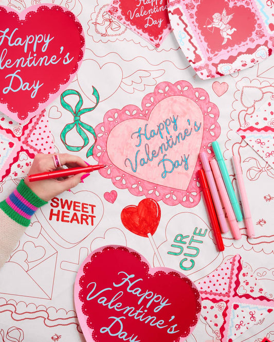 Valentine's Kids Coloring Tablecloth | Vday kids activity