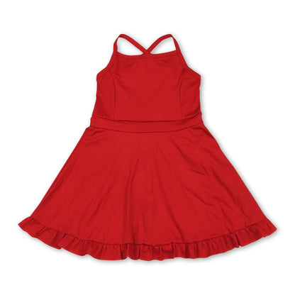 Blue straps ruffle baby girls summer active wear