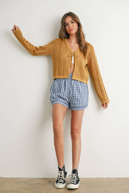 Garterized Gingham Shorts - BMP7658