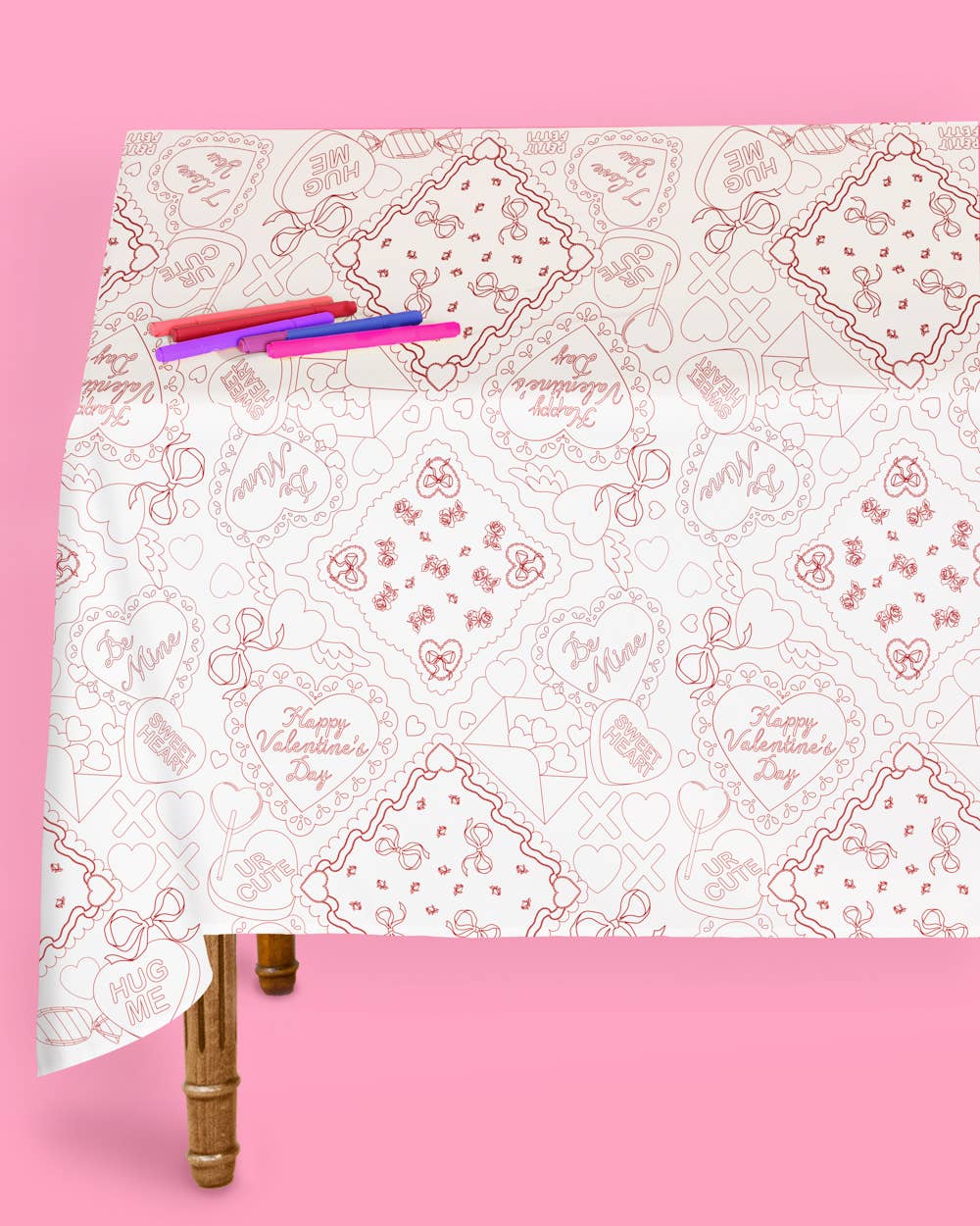 Valentine's Kids Coloring Tablecloth | Vday kids activity