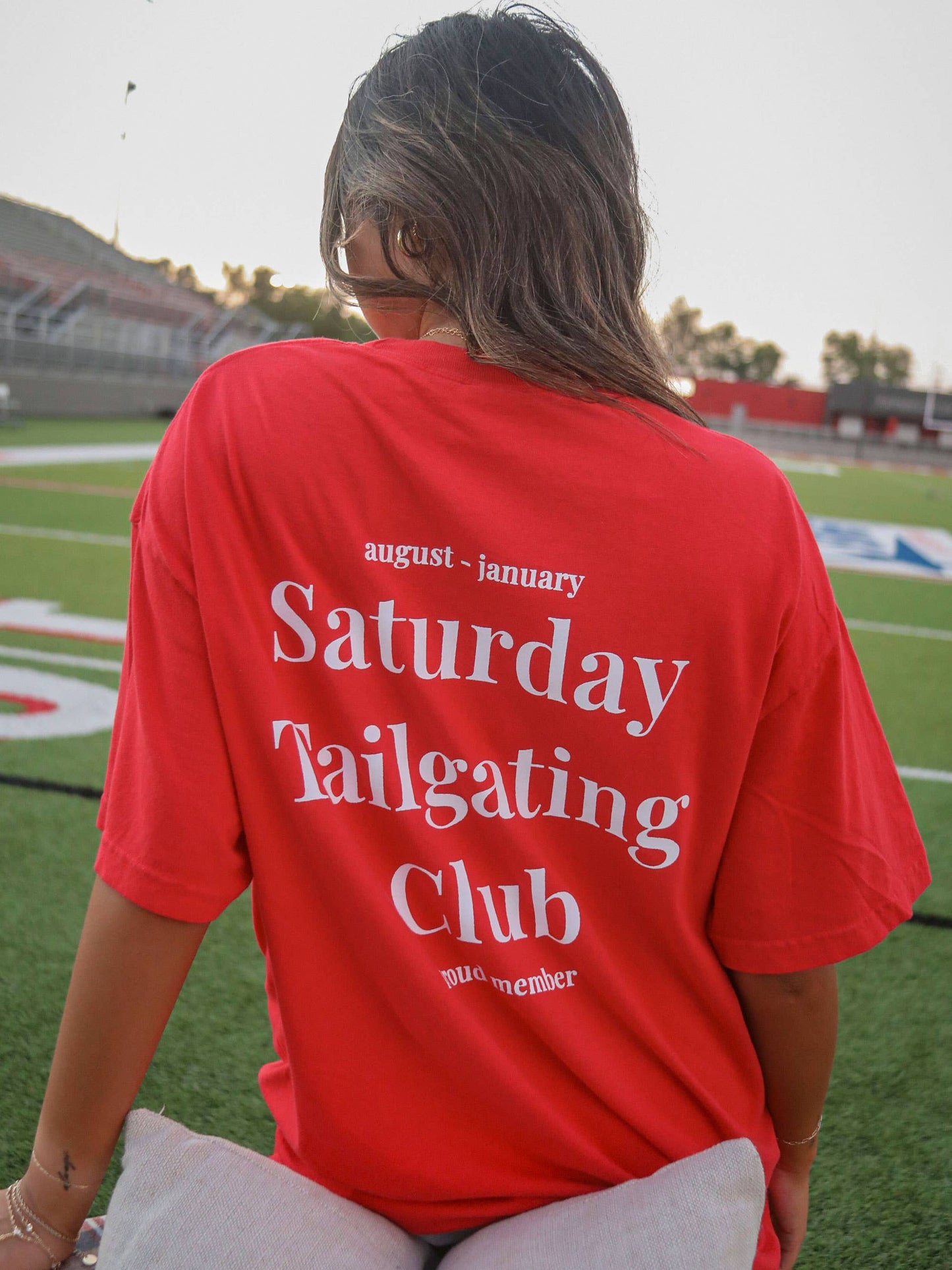 SATURDAY TAILGATING CLUB RED TEE (FRONT + BACK)