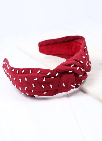 Randall Confetti Bead Headband BURGUNDY WHITE