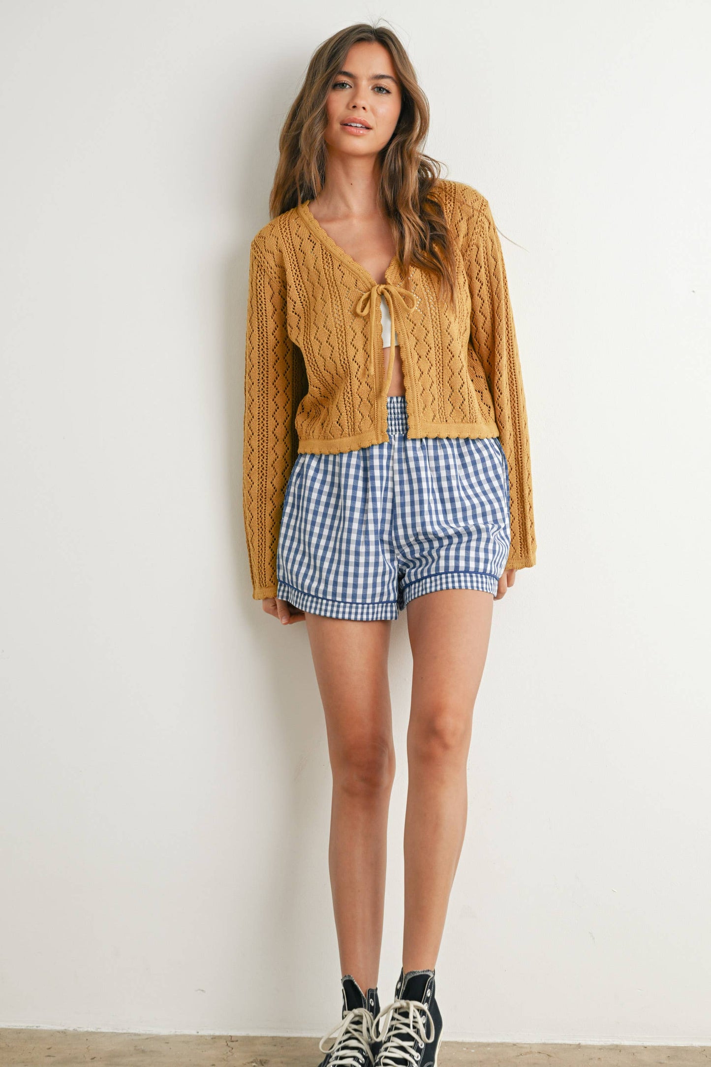 Garterized Gingham Shorts - BMP7658