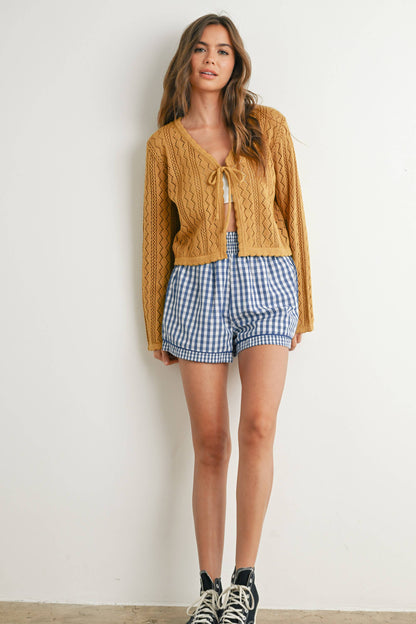 Garterized Gingham Shorts - BMP7658