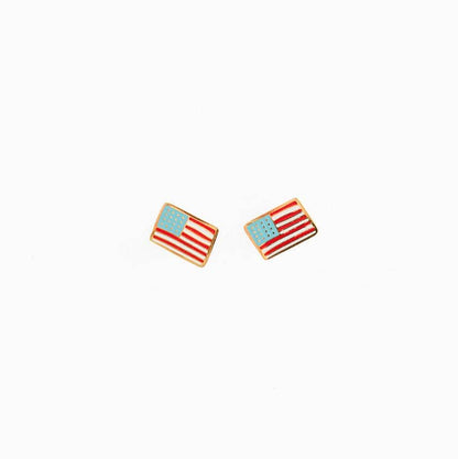American Flag  Stud Earrings - Hypoallergenic, Flat Back