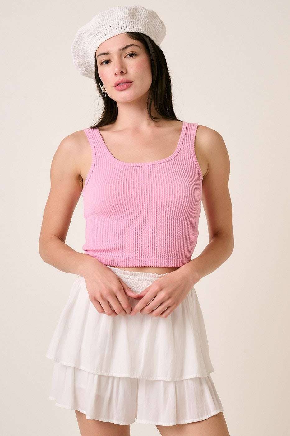 URBAN RIB KNIT SCOOP NECK CROP TANK TOP