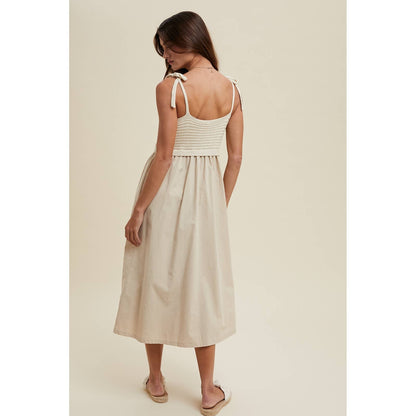 MIXED MEDIA MIDI CAMI DRESS / WL24-9896