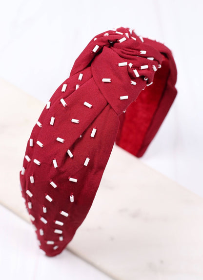 Randall Confetti Bead Headband BURGUNDY WHITE