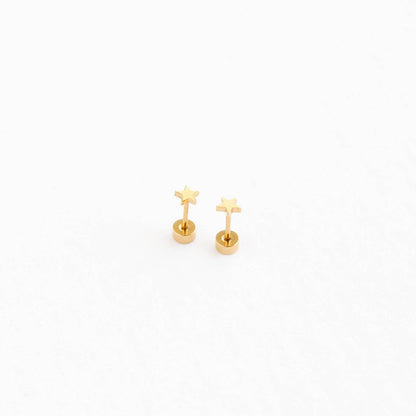 Mini Star Stud Earrings - Hypoallergenic, Flat Back, Girl