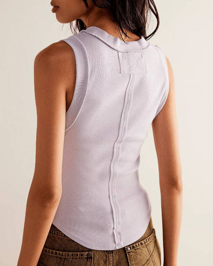 Ladies Ribbed Sleeveless Tank Top
