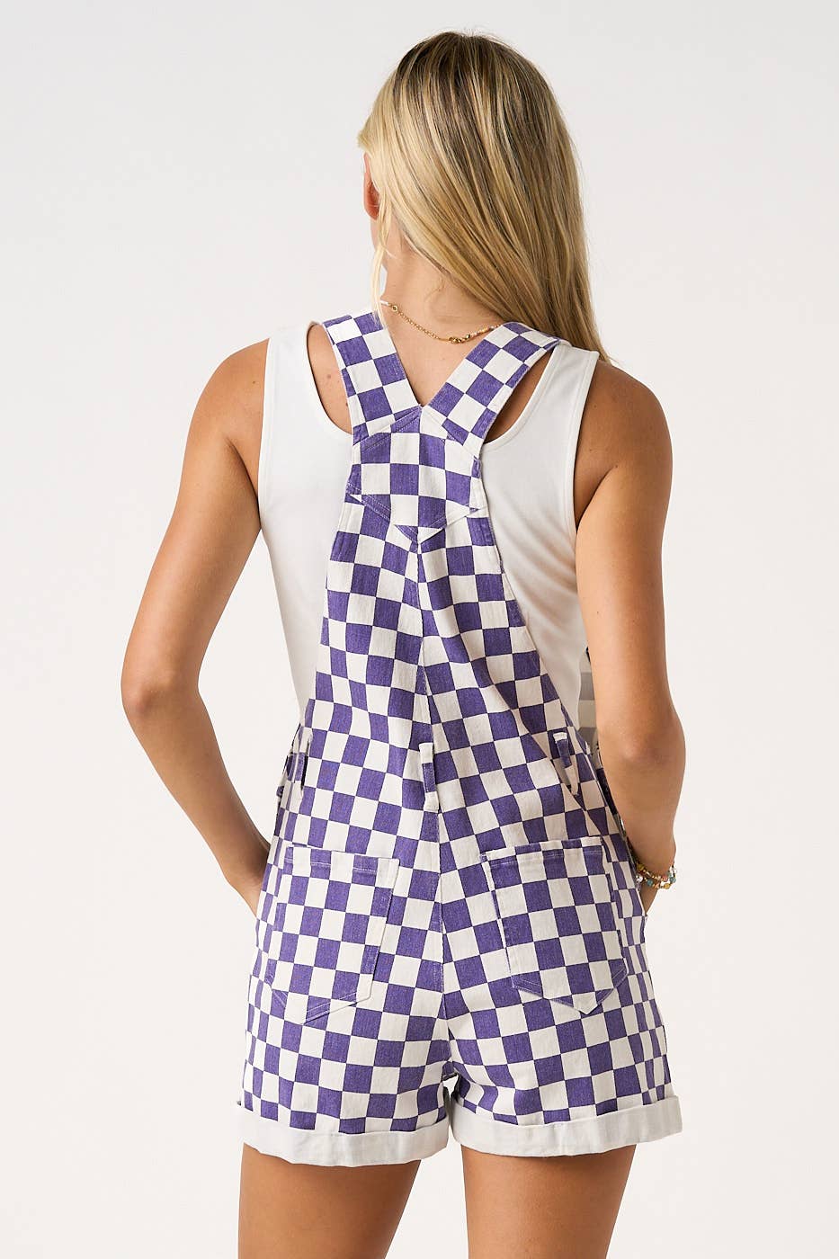 GAME DAY CHECKERED ROMPER BIB OVERALLS