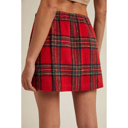 BRUSHED PLAID MINI SKIRT / WL25-11081