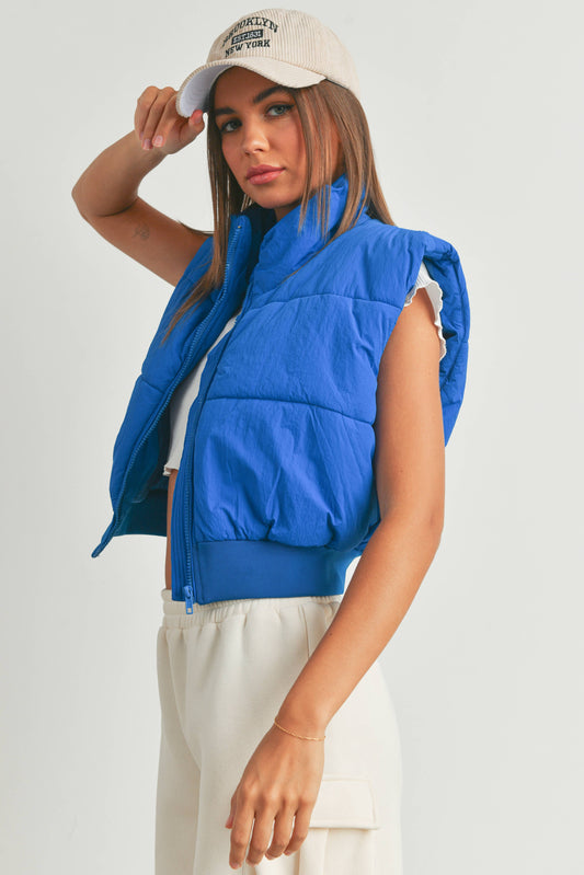 ZIP-UP CROP PUFFER FALL VEST - BMJ7012