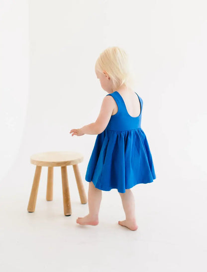 Tank Dress in Deep Sea | girls Pocket twirl Dress