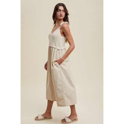 MIXED MEDIA MIDI CAMI DRESS / WL24-9896